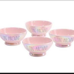Rae Dunn Pink Glazed Elfin Around Set of 4 Bowls NEW
